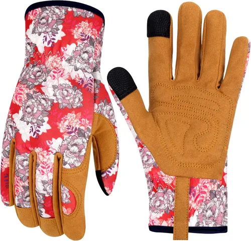 Miniatura 23 de Guantes de Jardinería de Cuero MERTURN para Mujeres, Guantes de Jardín a Prueba de Espinas, Guantes de Trabajo Compatibles con Pantalla Táctil, Azul