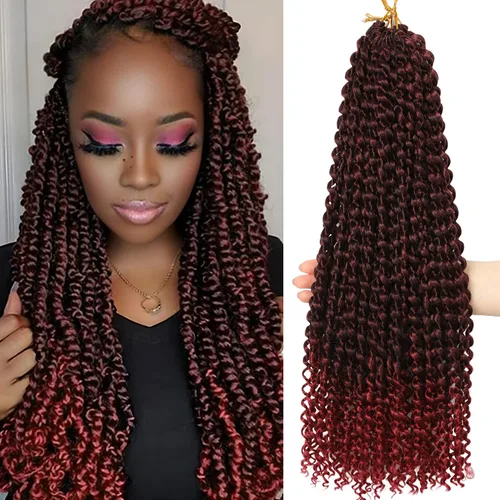 Miniatura 60 de Cabello Passion Twist de 30 pulgadas, cabello rubio de ondas de agua con ganchillo para mujeres, cabello rubio Passion Twist de ganchillo largo 27#