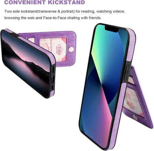 Miniatura 4 de Vaburs Funda tipo cartera para iPhone 13 Pro Max, funda con función atril y soporte para tarjeta de crédito, diseño floral de mandala en relieve