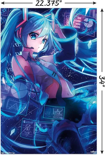 Miniatura 3 de Trends International Hatsune Miku - Póster de pared con pantallas, 22.375 x 34 pulgadas, paquete de póster y montaje