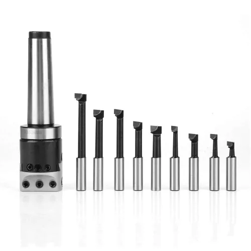 Miniatura 6 de Garosa Juego de cabezales de mandrinado de torno CNC, eje MT4-M16, cabeza de 1.969 in, 9 barras de mandrinar, rango F1-0.472 in, acero
