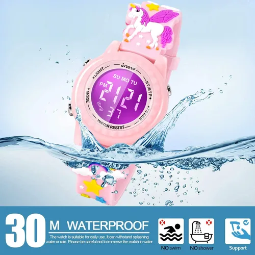Miniatura 4 de Relojes impermeables de dibujos animados 3D para niños con alarma, los mejores regalos de juguetes para niñas de 3 a 10 años