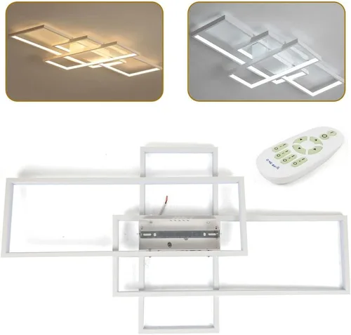 Miniatura 3 de OUKANING Lámpara de techo LED moderna de 43 pulgadas, lámpara geométrica de montaje empotrado, lámpara de 3 colores con control remoto, lámpara