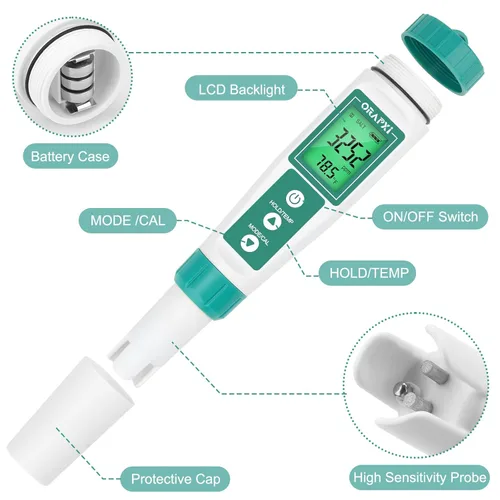 Miniatura 2 de Probador de agua salada para piscina profesional Medidor de salinidad para piscina y spa de cloruro de sodio Rango 0-9000ppm