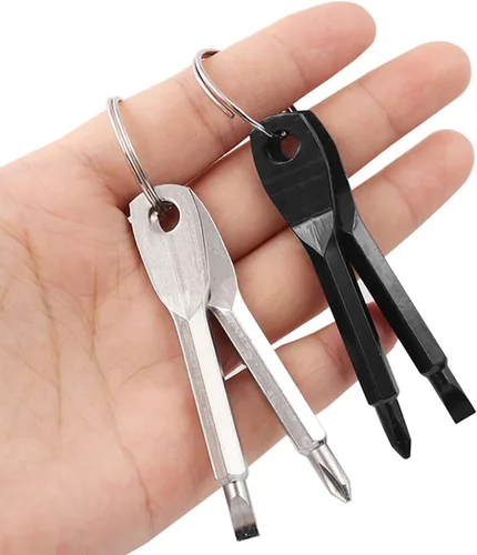 Miniatura 3 de Mesee 8 piezas de destornilladores de bolsillo, llavero de cabeza plana y destornillador Phillips, mini destornillador portátil herramienta
