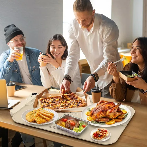 Miniatura 7 de Alfombrilla de calentamiento para alimentos, alfombrilla de calentamiento de alimentos con enchufe de alimentación desmontable mejorada, bandeja