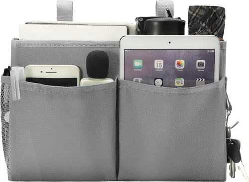 Miniatura 10 de Bseash Organizador de litera, organizador de cama colgante para mesita de noche, bolsa de almacenamiento con 4 bolsillos y 2 ganchos
