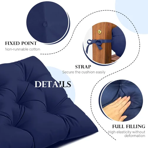Miniatura 3 de Cojín de banco para exteriores, color negro, antideslizante, para muebles de exterior, almohadillas gruesas para sillas de patio de 40 pulgadas