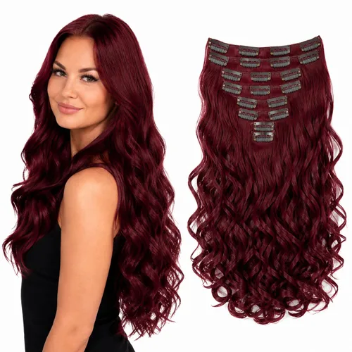 Miniatura 15 de PRETTYSHOP XXL Full Head Set 8 PCs 20 pulgadas Clip en extensiones de pelo Hairpiece Wavy Heat-Resisting, CES1-1_1, 1