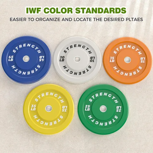 Miniatura 9 de XDDIAS Juego de discos olímpicos coloridos de 2 pulgadas, juego de discos de peso olímpico de goma de color de alto rebote, ideal para gimnasio