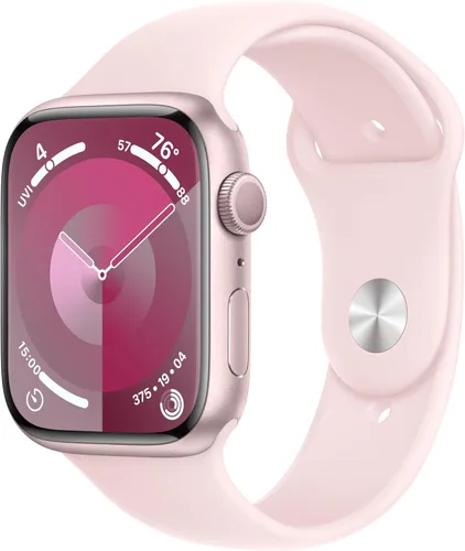 Miniatura 10 de Apple Watch Series 9 [GPS 41mm] SmartWatch con caja de aluminio rosa con correa deportiva rosa claro S/M. Rastreador de fitness, aplicaciones