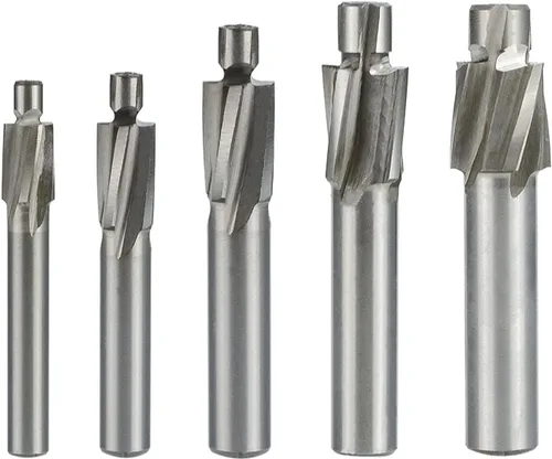 Miniatura 8 de Broca de taladro HSS de 4 flautas para fresado de molino de extremo de avellanado para perforación de madera/metal, M14.4x24x12x80