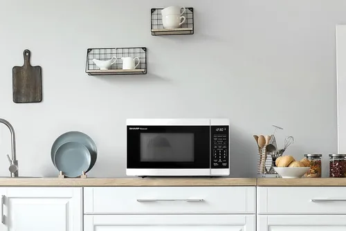 Miniatura 6 de SHARP Horno microondas compacto de encimera con plato giratorio de carrusel extraíble de 10 pulgadas, 700 vatios, 0.7 pies cúbicos, color blanco