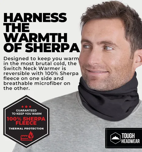 Miniatura 2 de Tough Headwear Neck Warmer - Winter Fleece Neck Gaiter& Fleece Neck Warmer - Ski Gaiter for Men - Reversible Neck Gaiter
