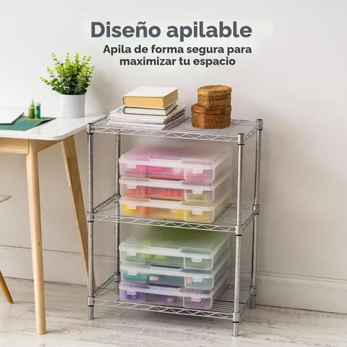 Miniatura 5 de IRIS USA - Paquete de 6 cajas de almacenamiento transparente de plástico para papel de álbumes de recortes de 12 x 12 pulgadas, organizadores