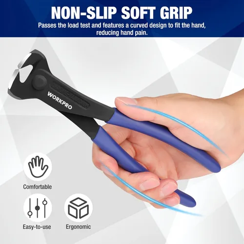 Miniatura 5 de WORKPRO Alicates de corte final de 8 pulgadas con extractor de uñas - Acabado negro en acero cromo vanadio, pinza de corte final de alto