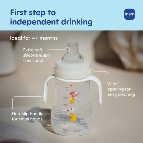 Miniatura 2 de MAM Vaso Entrenador con Boquilla para Niños Pequeños de 1-3, 8 oz. Taza de Transición para Beber con Boquilla Extrasuave, Pezón sin Derrames y Asas