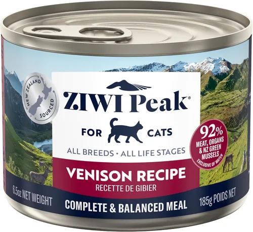 ZIWI Peak Comida Húmeda para Gatos – Totalmente Natural, Alta en Proteínas, Sin Granos, Ingredientes Limitados, con Superalimentos (Venado, Caja de