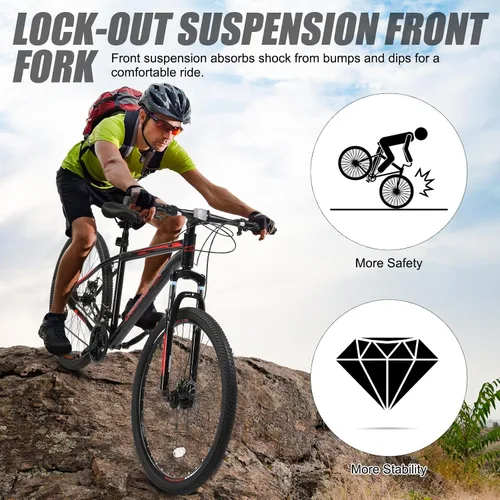 Miniatura 5 de Ktaxon Bicicleta de Montaña 24/26/27.5 Pulgadas para Hombres y Mujeres con Bicicletas de 21 Velocidades para Adultos, Freno de Disco Doble