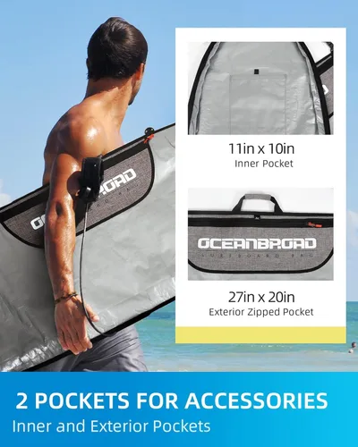 Miniatura 5 de OCEANBROAD Bolsa para Tabla de Surf Longboard Mochila de Día Bolsa de Viaje 5'0, 5'6, 6'0, 6'6, 7'0, 7'6, 8'0, 8'6, 9'0, 9'6, 10'0