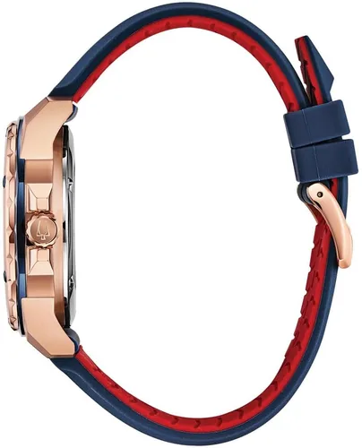 Miniatura 2 de Bulova Reloj automático con esfera azul Marine Star para hombre 98A227, Tono oro rosa, Reloj automático
