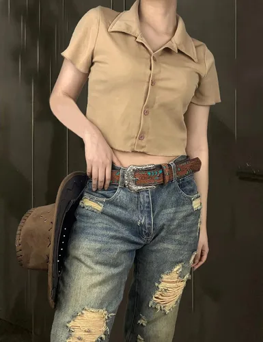 Miniatura 4 de TOPACC Cinturones occidentales para mujer y hombre Cowboy Country Cinturones con hebillas para jeans pantalones Rodeo