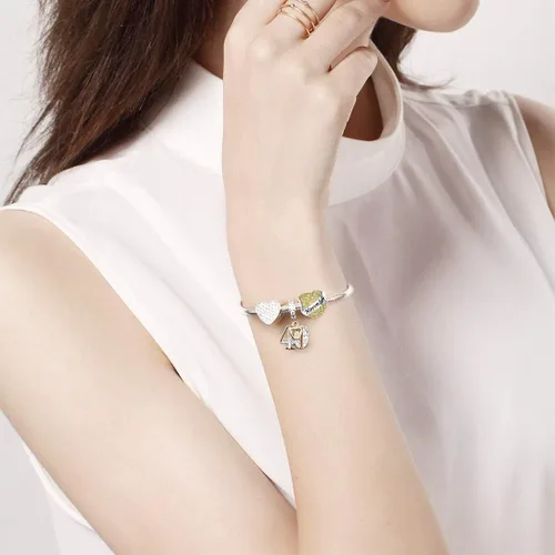 Miniatura 5 de Abalorio Dalaran de plata de ley 925 con forma de corazón, para brazalete, feliz cumpleaños, para mujer