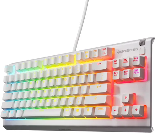 SteelSeries Apex 3 TKL White RGB - Teclado para juegos — Factor de forma compacto sin llave — Iluminación RGB de 8 zonas — Resistente al agua y al