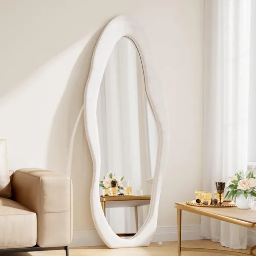 Miniatura 8 de Espejo de cuerpo completo, espejo de pie, espejo de 63 x 24 pulgadas, espejo de cuerpo completo ondulado, espejos de pie para dormitorio, sala