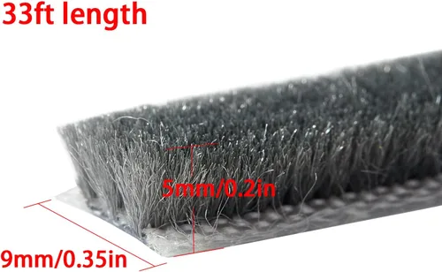 Miniatura 5 de Burlete autoadhesivo gris de 33 pies para puertas y ventanas, cepillo para ventanas correderas y puertas, marco de 0.35 pulgadas de ancho x 0.2