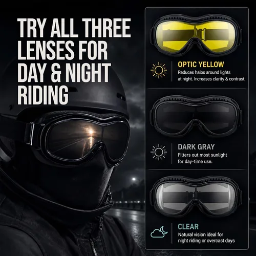 Miniatura 7 de Bikershades Gafas protectoras para gafas de moto, ciclismo, esquí, paracaidismo, trabajo al aire libre Transparente