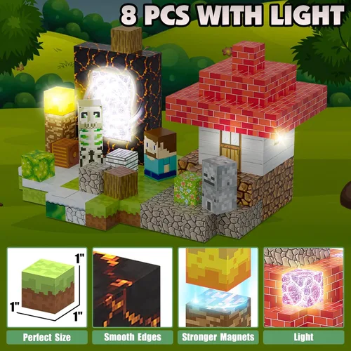 Miniatura 2 de AIDYVOI Juego de 200 Piezas de Juguetes de Construcción con Bloques Magnéticos, Cubos Magnéticos que se Iluminan, Bloques de Construcción Magnéticos