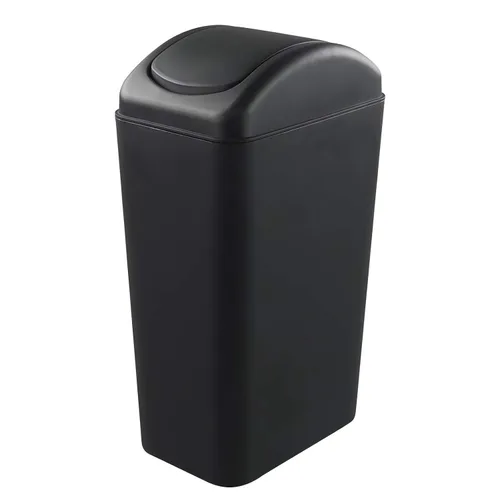 Miniatura 7 de Hespama Bote de basura delgado, 14L, color negro, con tapa basculante, cubo de basura para espacio estrecho