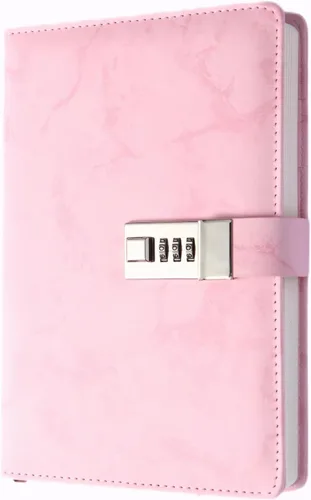 Juego de regalo de diario, diario de cuero sintético de mármol de 300 páginas para escribir, cuaderno de dibujo con cerradura, incluye cerradura de