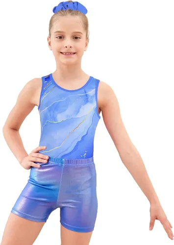 Miniatura 2 de JOYSTREAM Leotardos de gimnasia para niñas con pantalones cortos brillantes para bailar ballet
