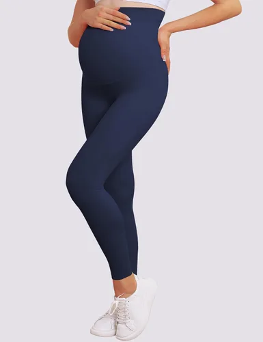 Miniatura 2 de QoBexim Leggings de maternidad sobre el vientre, ultra elásticos, pantalones de yoga para embarazo, con soporte para golpes, leggings