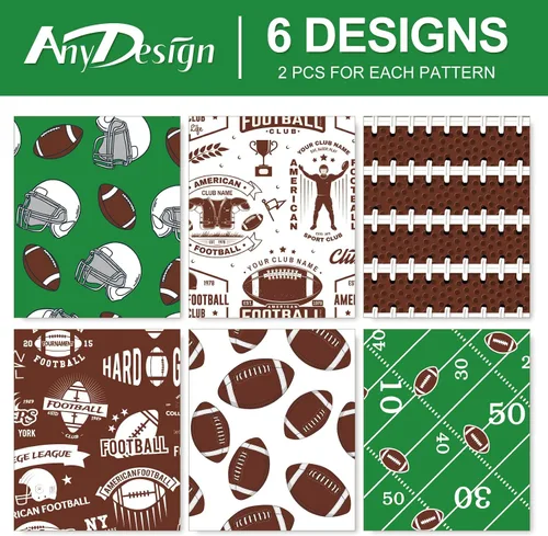 Miniatura 3 de AnyDesign 12 hojas de papel de regalo de rugby, no enrollable, papel de regalo para casco de fútbol, papel de arte a granel blanco, verde, marrón