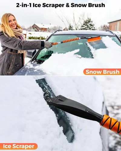 Miniatura 2 de EcoNour Raspadores de hielo extensibles para parabrisas de automóvil de 43 pulgadas, 3 piezas, cepillo telescópico desmontable para nieve