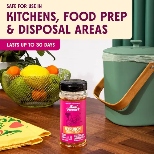Miniatura 5 de Trampa para Moscas de la Fruta FlyPunch de Aunt Fannie's para Uso en Interiores y Cocina, Lista para Usar, Hecha con Ingredientes de Base Vegetal