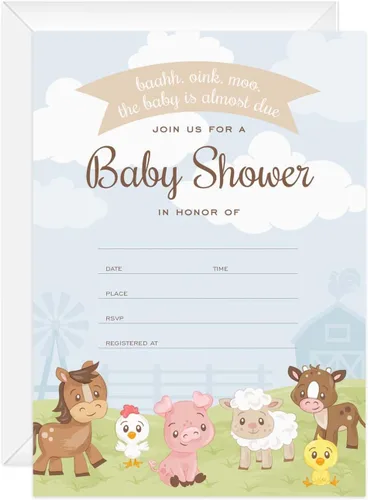 Miniatura 13 de Canopy Street Adventure Awaits - Invitaciones para baby shower / 25 invitaciones de baby shower con temática de montaña en blanco de género neutro
