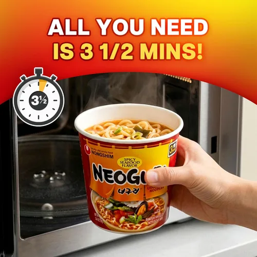 Miniatura 6 de Nongshim Fideos Ramen, taza gourmet de ramen instantáneo, sopa de fideos premium para microondas, mariscos picantes Neoguri, 2.64 onzas