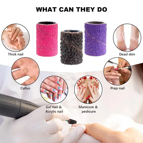 Miniatura 7 de Bandas de lijado para taladro de uñas, 210 unidades, bandas de lijado, brocas gruesas finas #80#150#240 con broca de mandril de 3/32 pulgadas