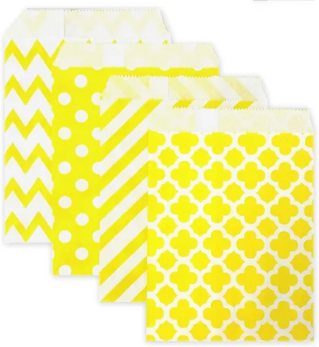 Miniatura 15 de KEYYOOMY 100 bolsas amarillas para bufé de dulces, pequeñas bolsas de galletas, bolsas de papel de lunares para bodas, fiestas de cumpleaños