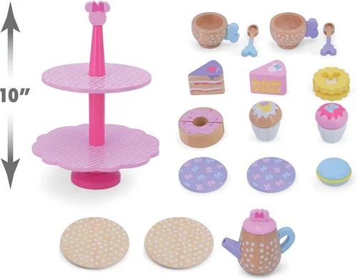 Miniatura 4 de Just Play Disney Wooden Toys - Juego de té de Minnie Mouse, juego de simulación, juguetes para niños con licencia oficial para niños a partir de 3