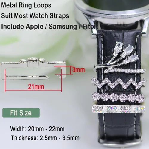 Miniatura 6 de Abalorio de Correa de Reloj, Anillos Decorativos Compatibles con Correas de Silicona de Apple para Mujeres 49mm 45mm 44mm 42mm 41mm 40mm 38mm