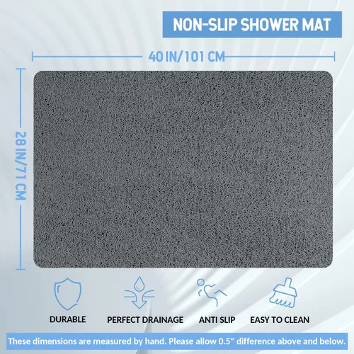 Hargiis - Tapete antideslizante para tina y ducha, de secado rápido, tapete exfoliante para pies, para baño, cocina u hotel, gris, 40 x 28 pulgadas