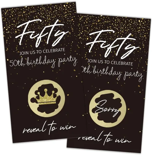 Miniatura 14 de REWIDPARTY Tarjetas de juego para rascar para fiesta de cumpleaños número 50 de oro blanco (32 unidades) tarjetas de rascar para fiesta de 115B