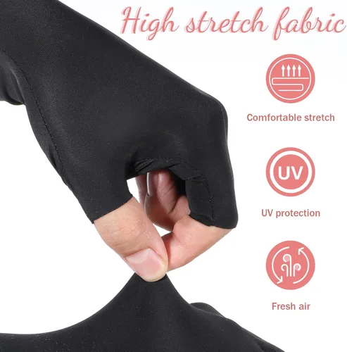 Miniatura 3 de Guantes UV para lámpara de uñas de gel, 6 piezas (3 pares) guantes anti UV para lámpara de uñas de gel, guante de protección para manicuras, guantes
