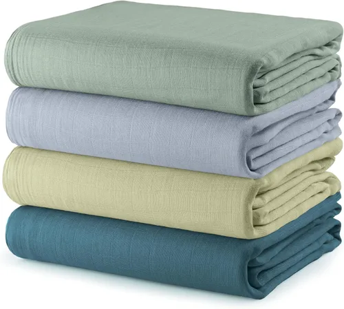 Comfy Cubs Paquete de 4 mantas de muselina de 47 x 47 pulgadas, juego de mantas de algodón suave para bebés, grandes multiusos, para recién nacidos,