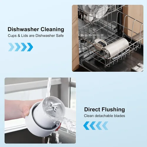 Miniatura 8 de Kawu Licuadora personal, licuadora portátil de acero inoxidable de 27 onzas para batidos y batidos, botella agitadora eléctrica con 10 cuchillas
